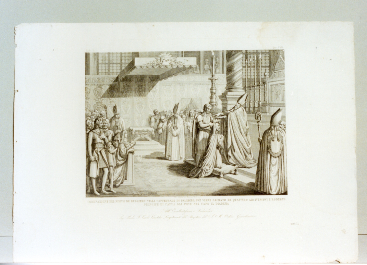 incoronazione di re Ruggiero (stampa) di De Vivo Tommaso (sec. XIX)