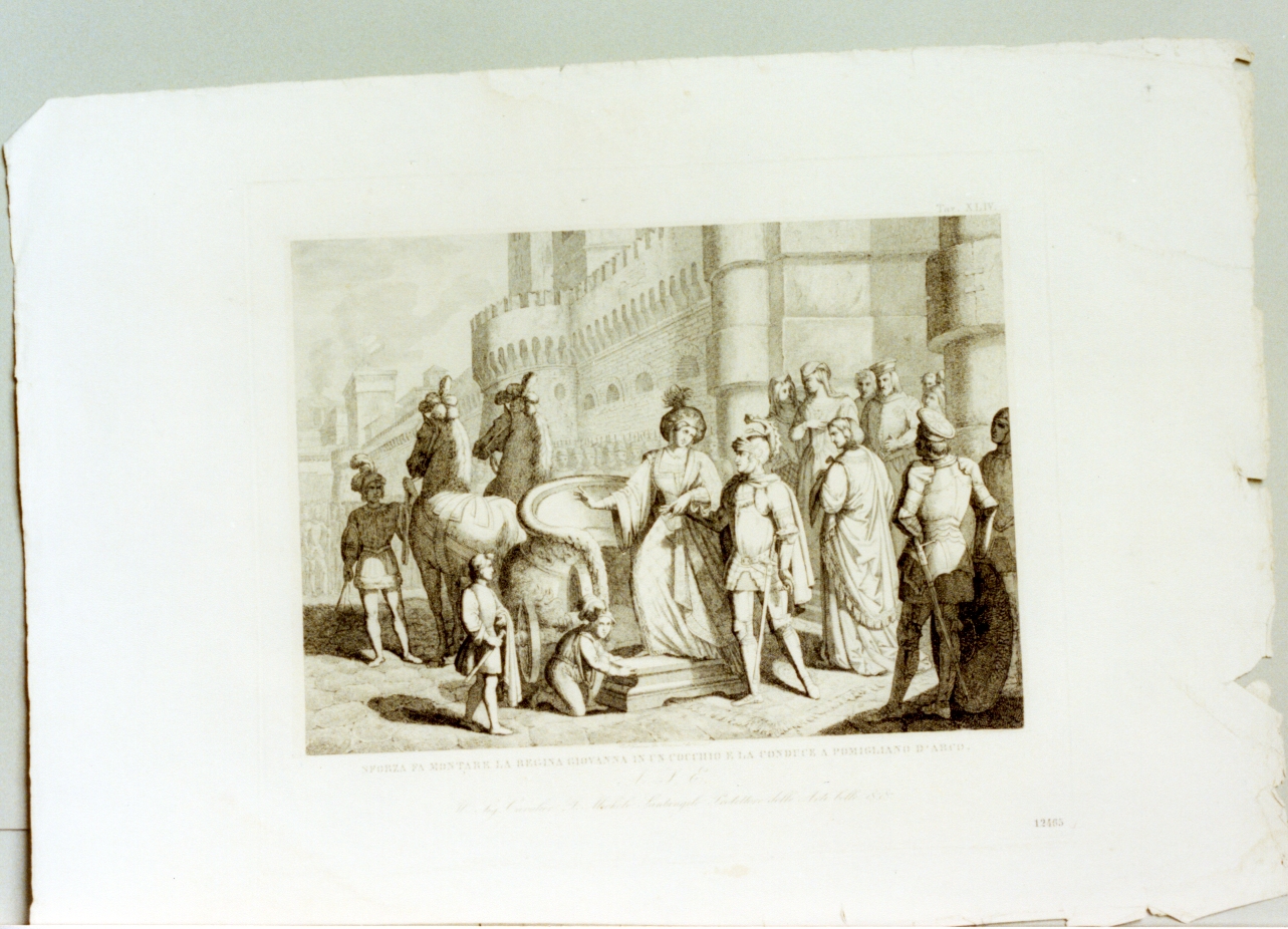 regina Giovanna condotta a Pomigliano d'Arco (stampa) di De Vivo Tommaso (sec. XIX)