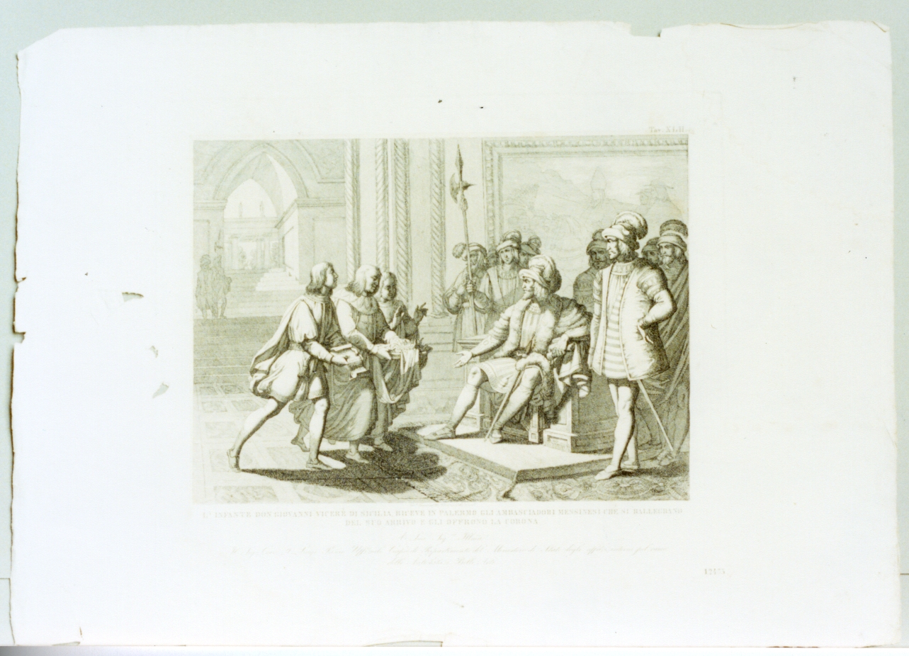 vicerè di Sicilia riceve gli ambasciatori messinesi (stampa) di De Vivo Tommaso (sec. XIX)