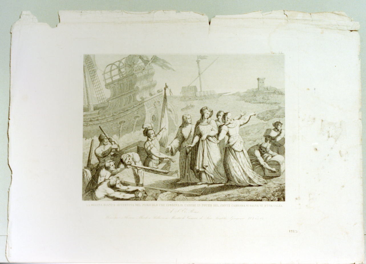 regina Bianca s'imbarca su una galera (stampa) di De Vivo Tommaso (sec. XIX)