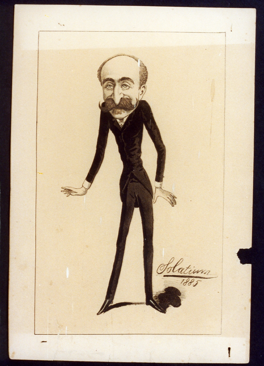 caricatura (stampa a colori) di Buonsollazzi Mario detto Solatium (sec. XIX)