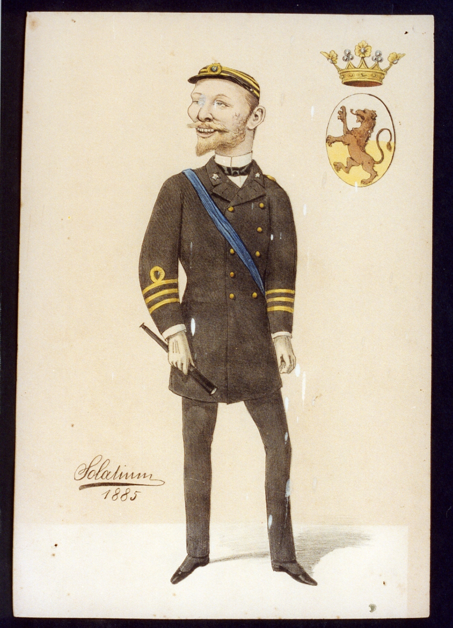 caricatura (stampa a colori) di Buonsollazzi Mario detto Solatium (sec. XIX)