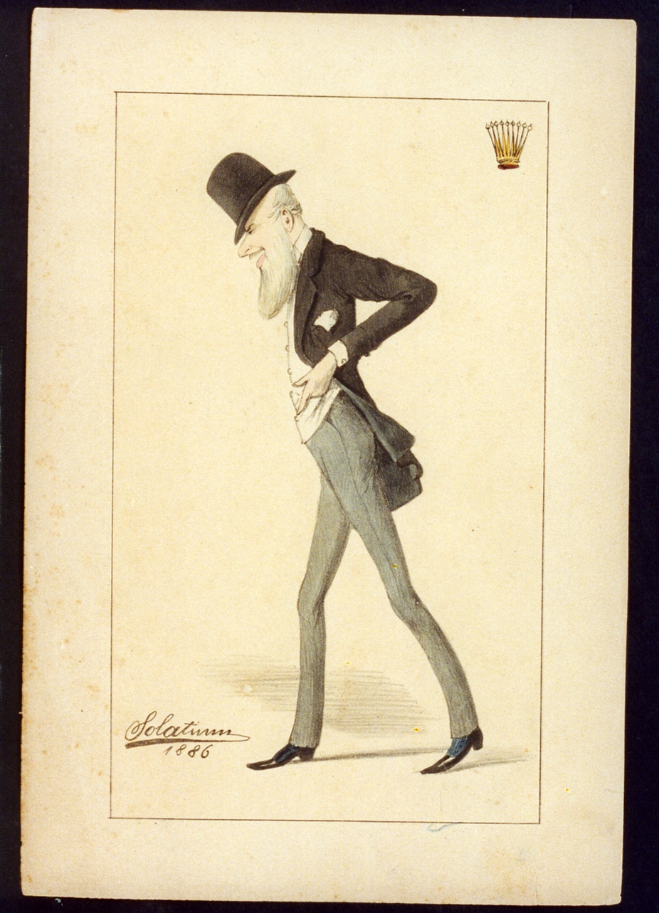 caricatura (stampa a colori) di Buonsollazzi Mario detto Solatium (sec. XIX)