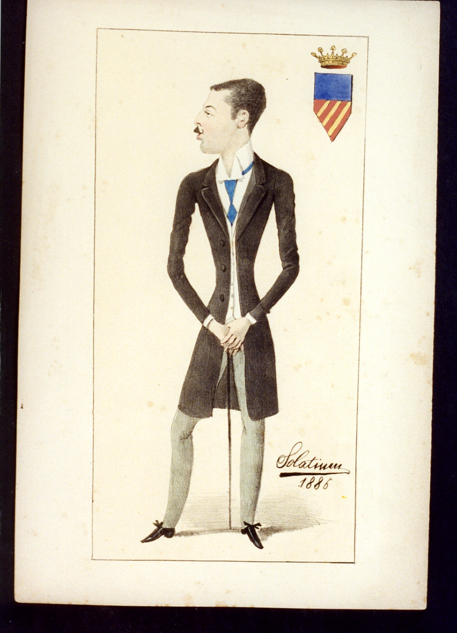 caricatura (stampa a colori) di Buonsollazzi Mario detto Solatium (sec. XIX)