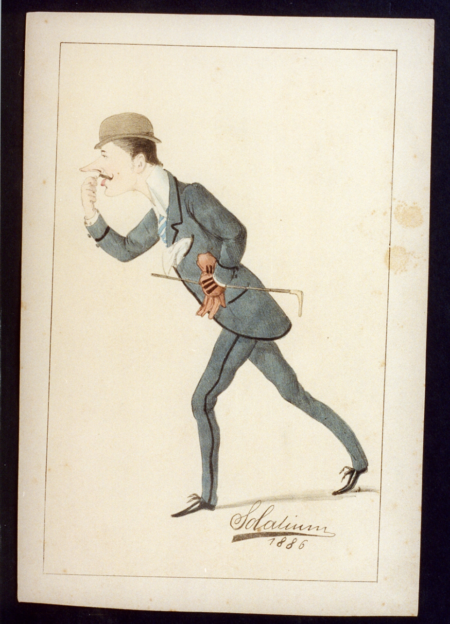 caricatura (stampa a colori) di Buonsollazzi Mario detto Solatium (sec. XIX)