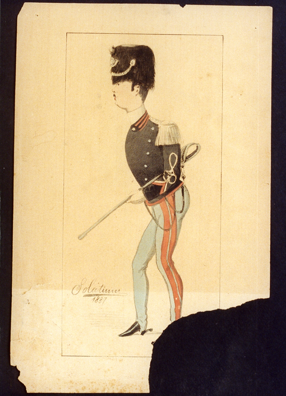 caricatura (stampa a colori) di Buonsollazzi Mario detto Solatium (sec. XIX)