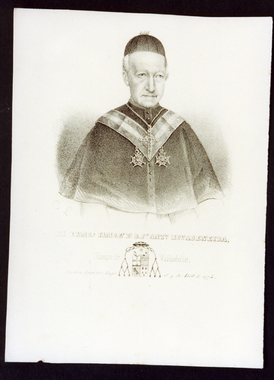 ritratto del vescovo Josè Antonio Rivadeneira (stampa) - ambito spagnolo (seconda metà sec. XIX)