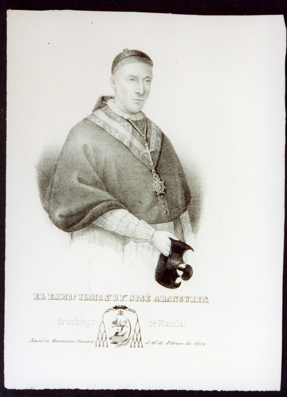 ritratto dell'arcivescovo Josè Aranguren (stampa) - ambito spagnolo (seconda metà sec. XIX)