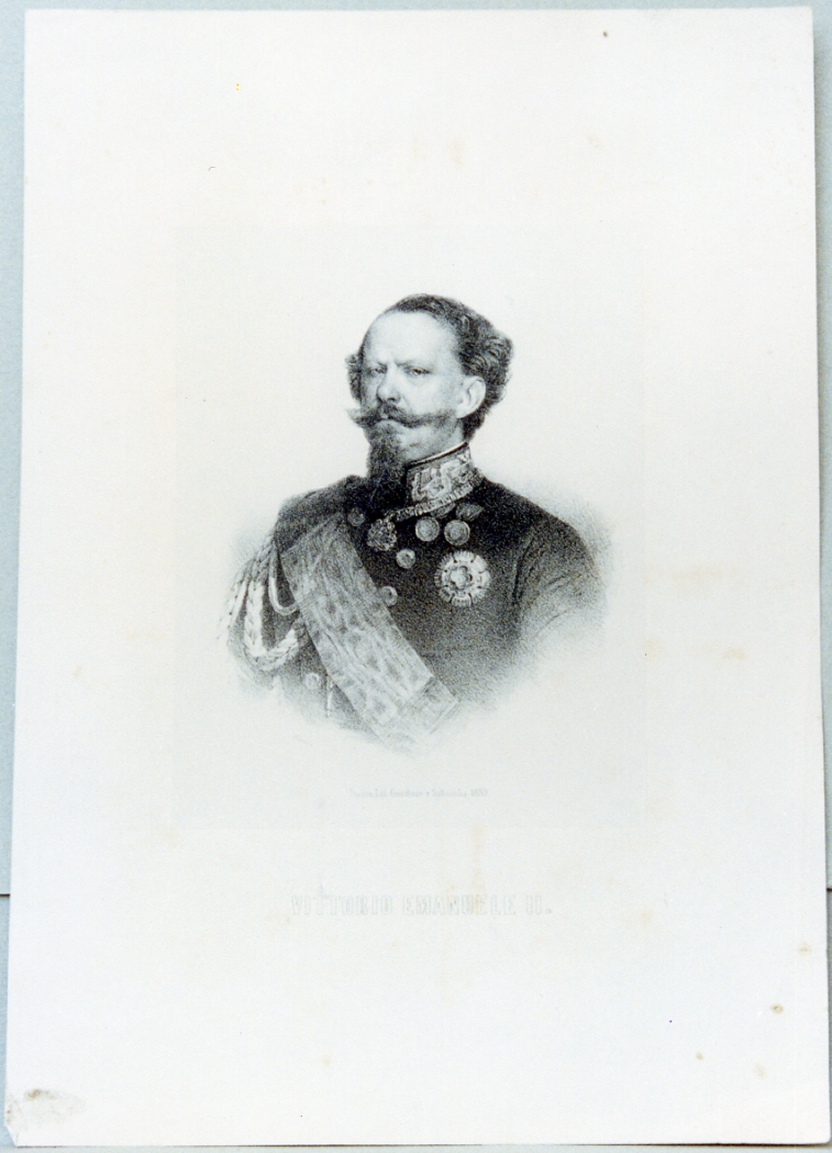 ritratto di Vittorio Emanuele II (stampa) di Masutti Antonio (sec. XIX)