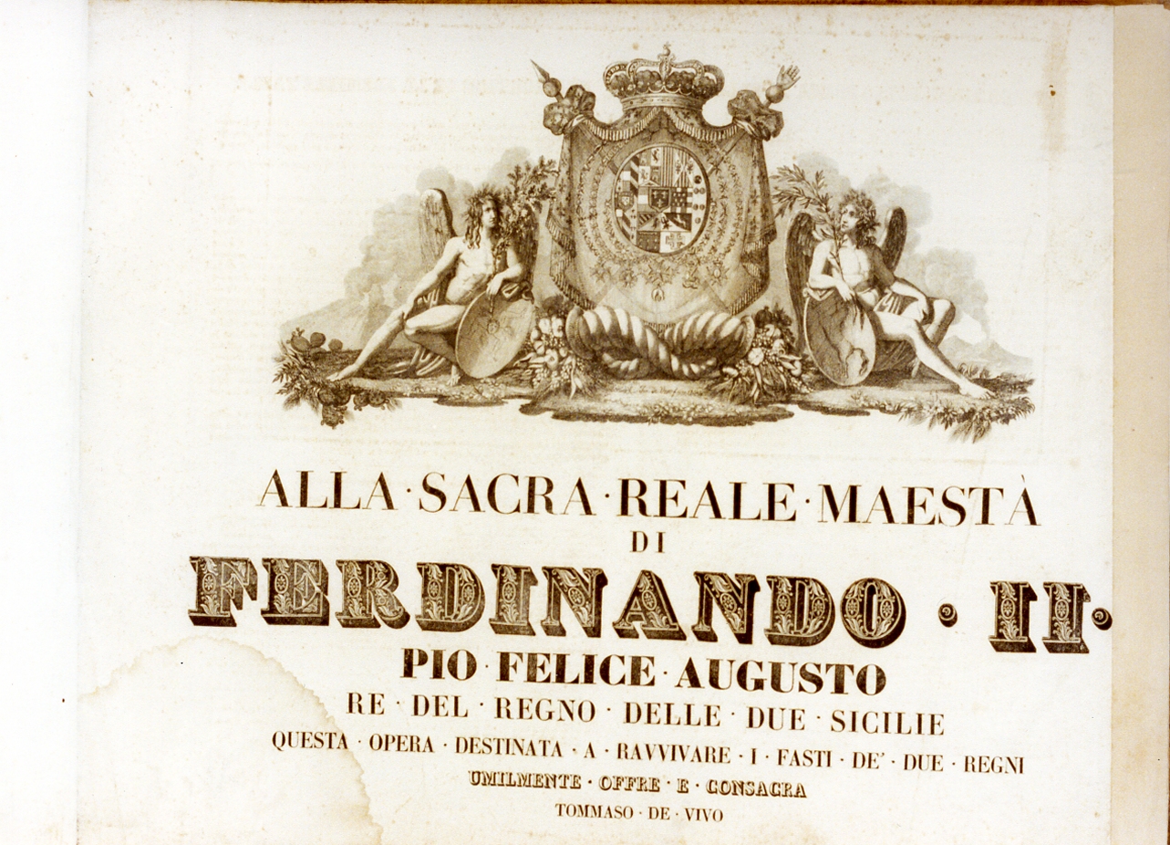 stemma con allegorie del Regno delle due Sicilie (stampa) di De Vivo Tommaso (sec. XIX)