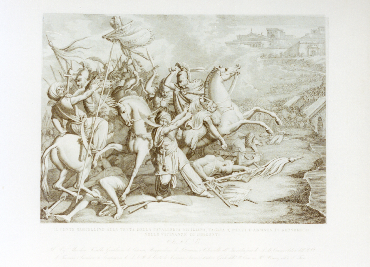 conte Marcellino scaccia i vandali dalla Sicilia (stampa) di De Vivo Tommaso (sec. XIX)