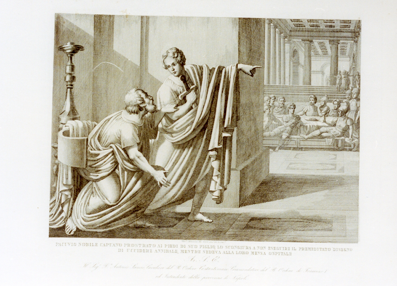 Pacuvio cerca di dissuadere il figlio dall'uccidere Annibale (stampa) di De Vivo Tommaso (sec. XIX)