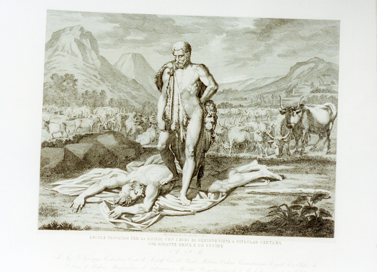 Ercole uccide il gigante Erice (stampa) di De Vivo Tommaso (sec. XIX)