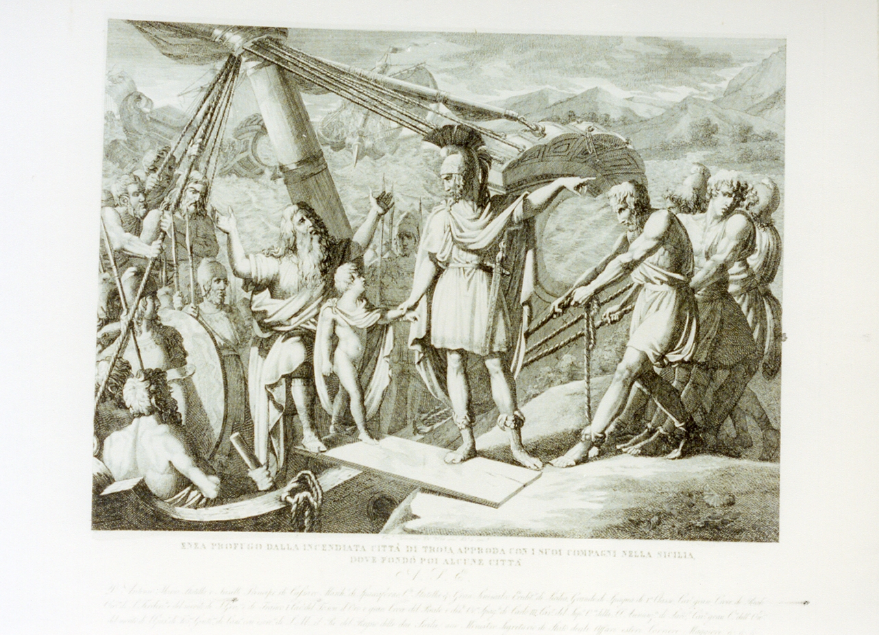 Enea sbarca in Sicilia (stampa) di De Vivo Tommaso (sec. XIX)