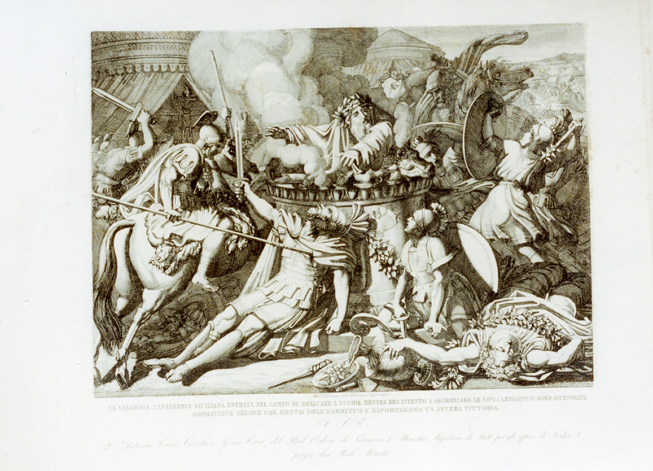 battaglia d'Imera (stampa) di De Vivo Tommaso (sec. XIX)