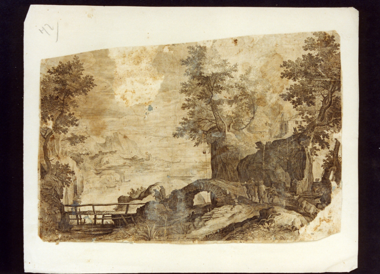 paesaggio (stampa) di Bril Paul (secc. XVI/ XVII)