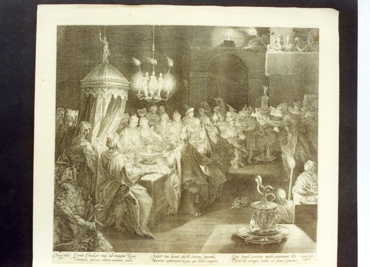 banchetto di Baltassar (stampa) di Muller Jan (secc. XVI/ XVII)