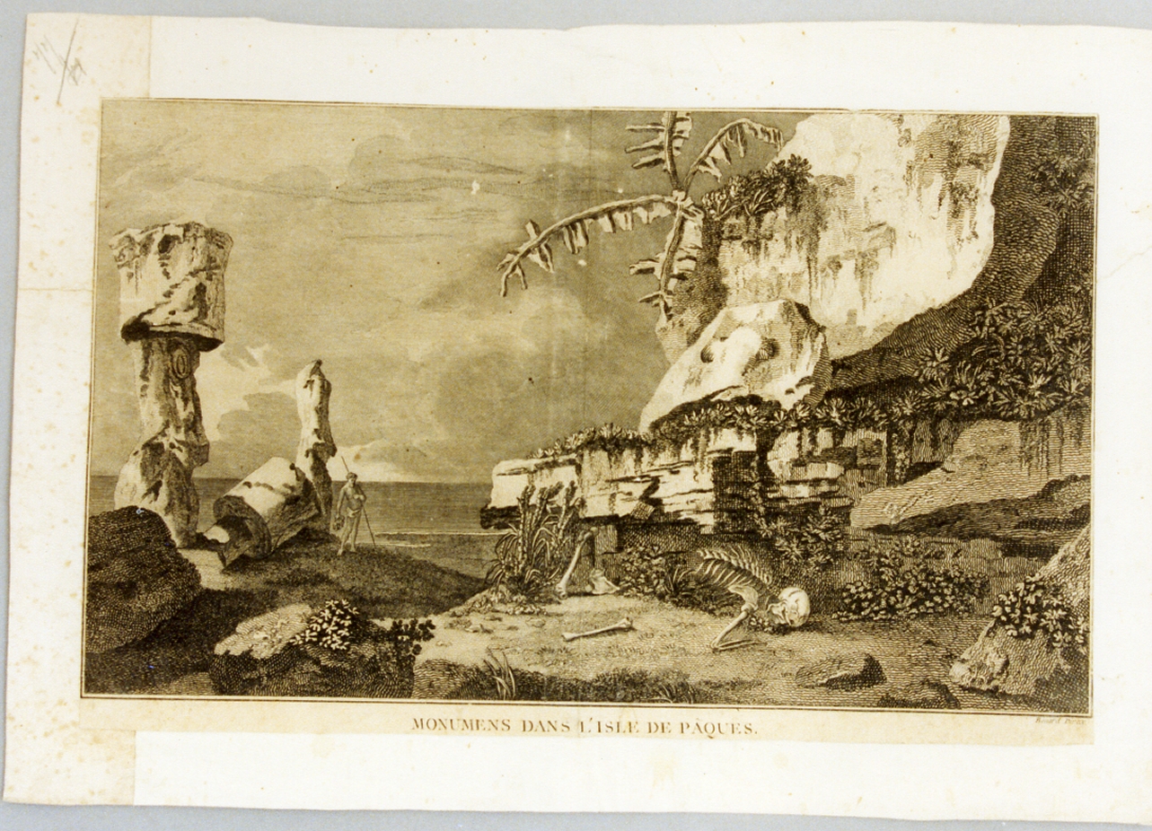 veduta dell'isola di Pasqua (stampa) di Bénard (secc. XVIII/ XIX)