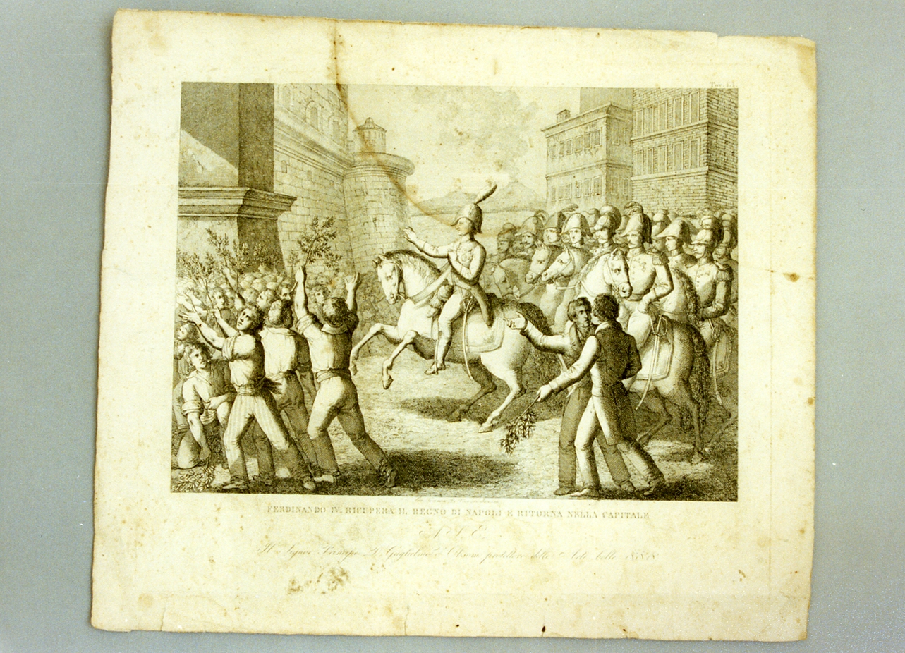 Ferdinando IV di Borbone ritorna a Napoli (stampa) di De Vivo Tommaso (sec. XIX)