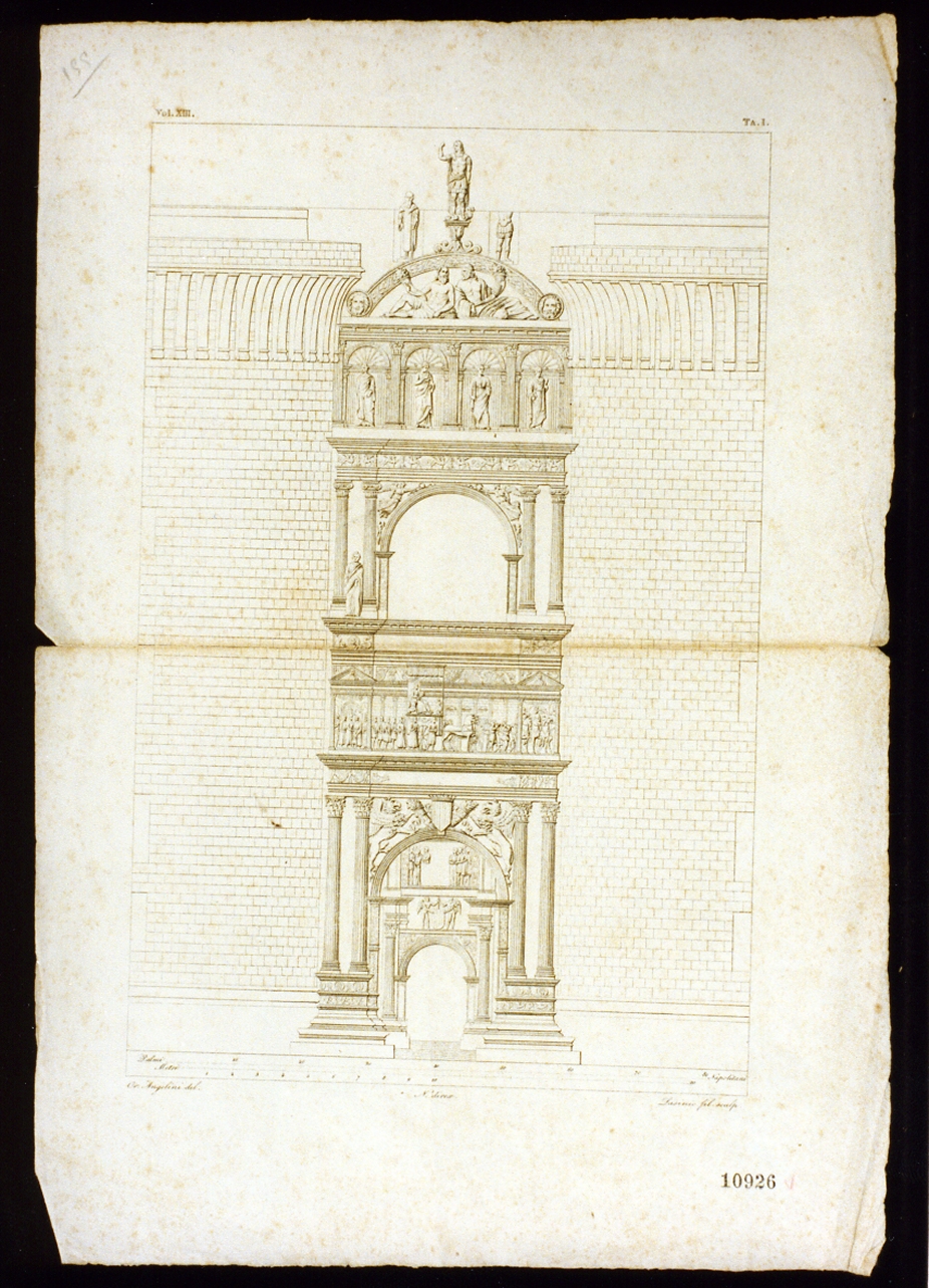 arco di Alfonso d'Aragona a Castelnuovo a Napoli (stampa) di Lasinio Giovanni Paolo, Neher Michael (secondo quarto sec. XIX)