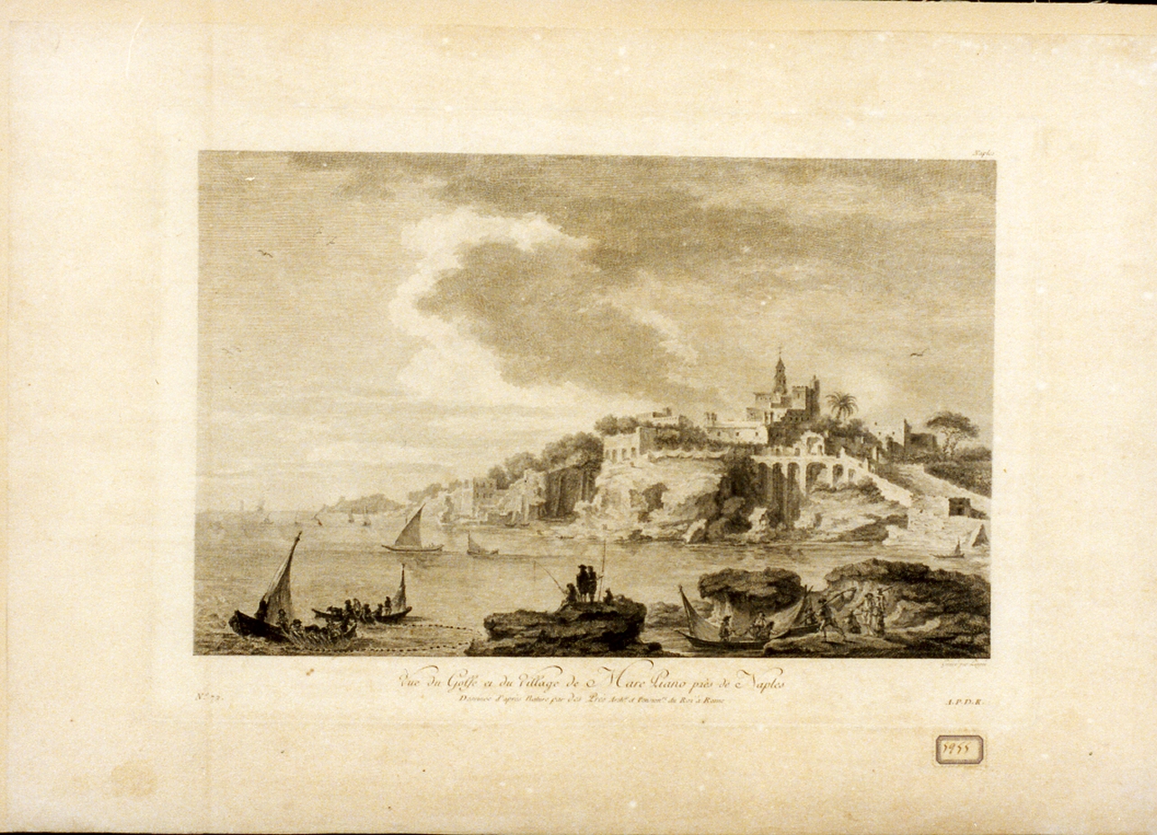 veduta di Marechiaro a Napoli (stampa) di Lingée Charles Louis (sec. XVIII)