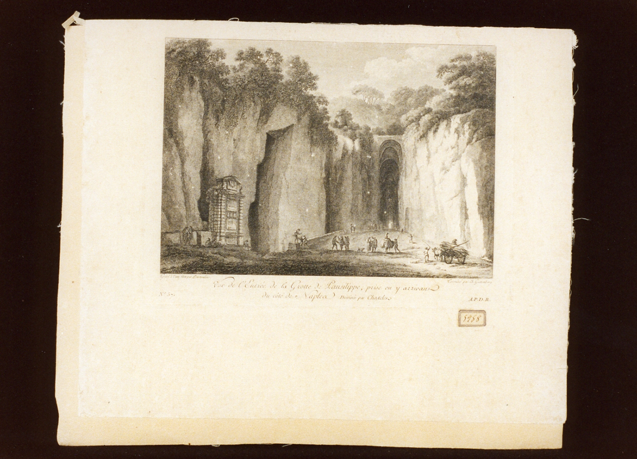 veduta della grotta di Posillipo a Napoli (stampa) di Desmoulins J. B. S. F, Guttenberg Karl Gottlieb (sec. XVIII)