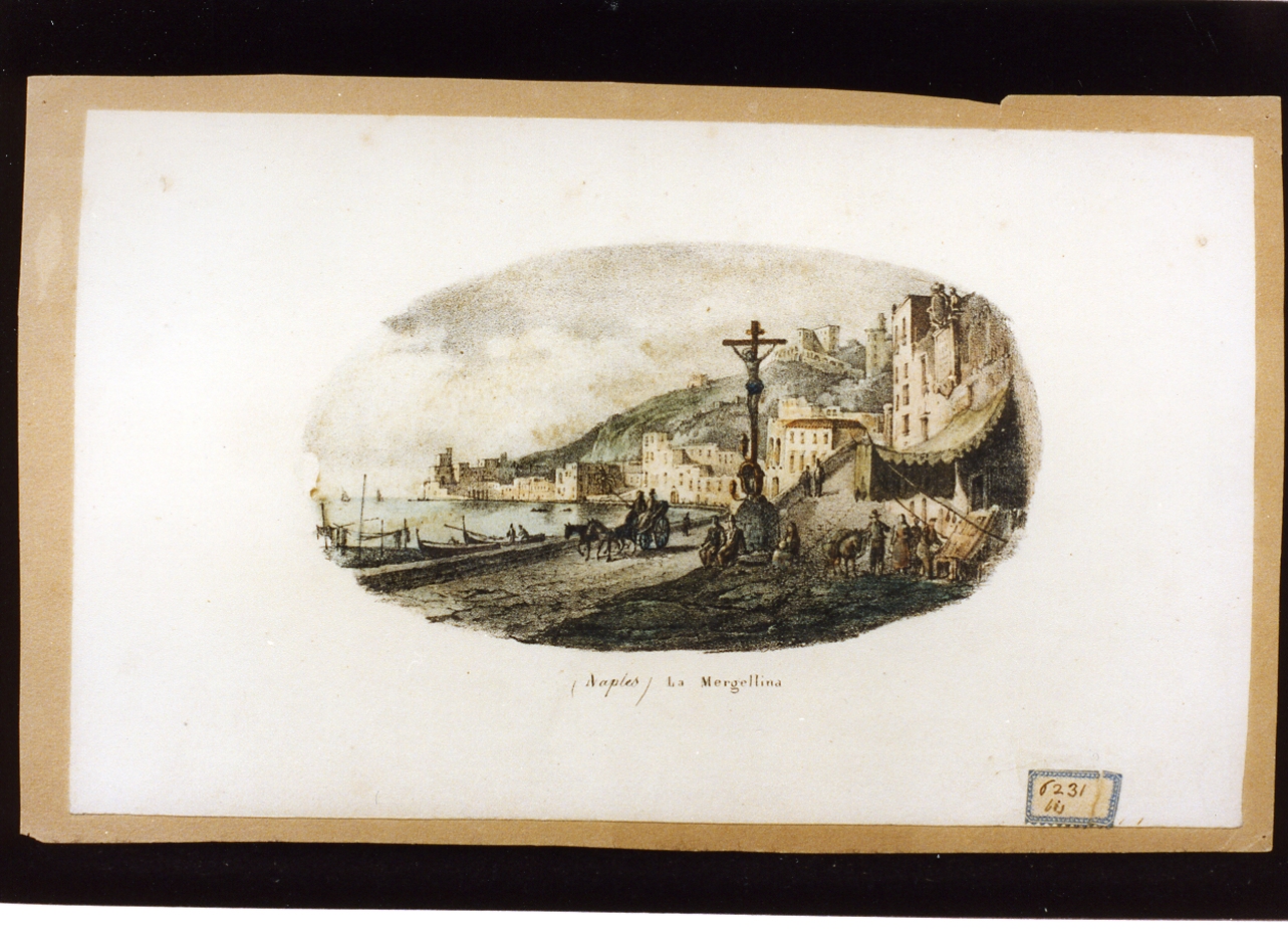 veduta di Mergellina a Napoli (stampa a colori) di Fergola Salvatore (metà sec. XIX)