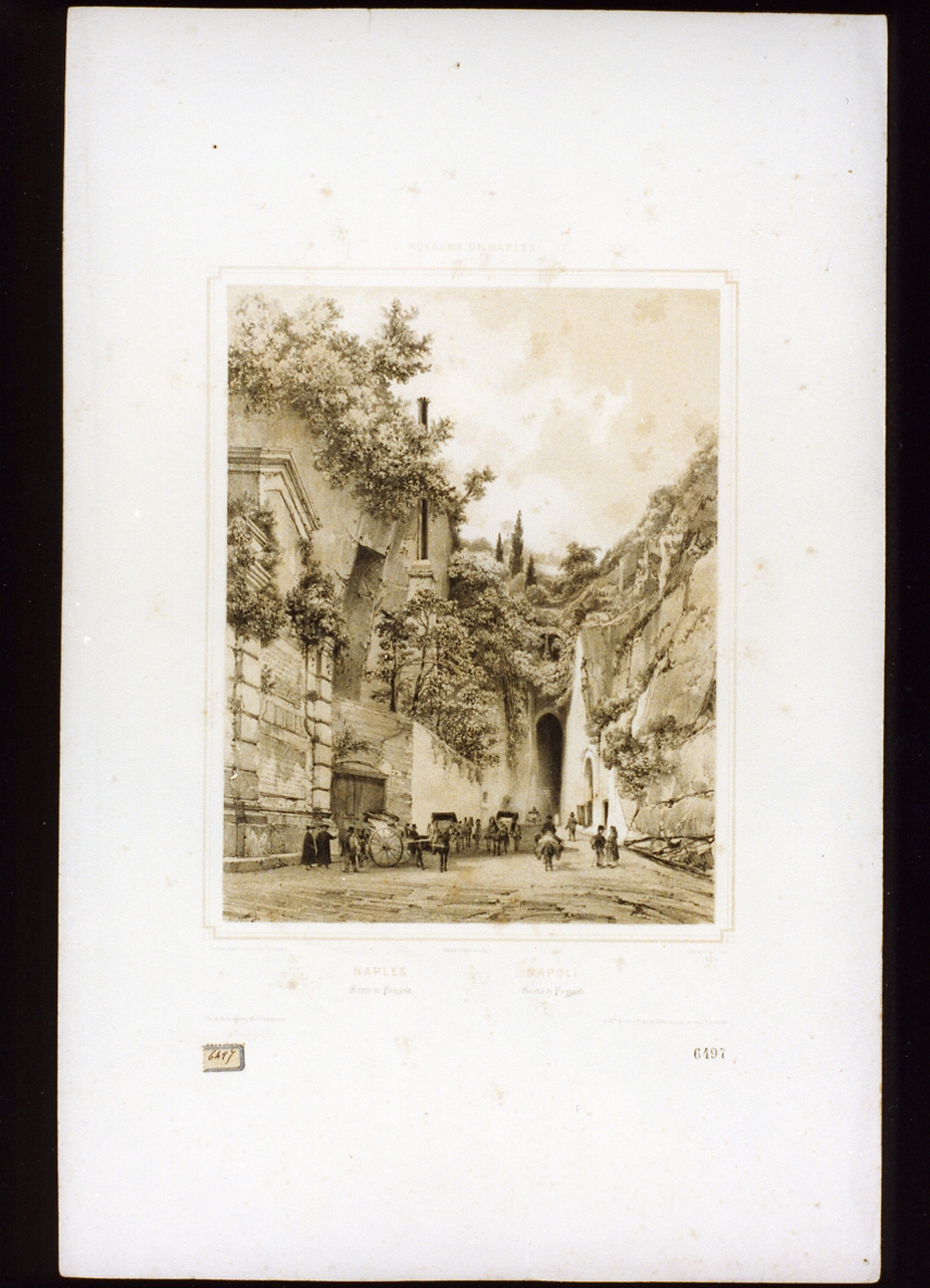 veduta della grotta di Pozzuoli (stampa a colori) di Jacottet Jean (sec. XIX)