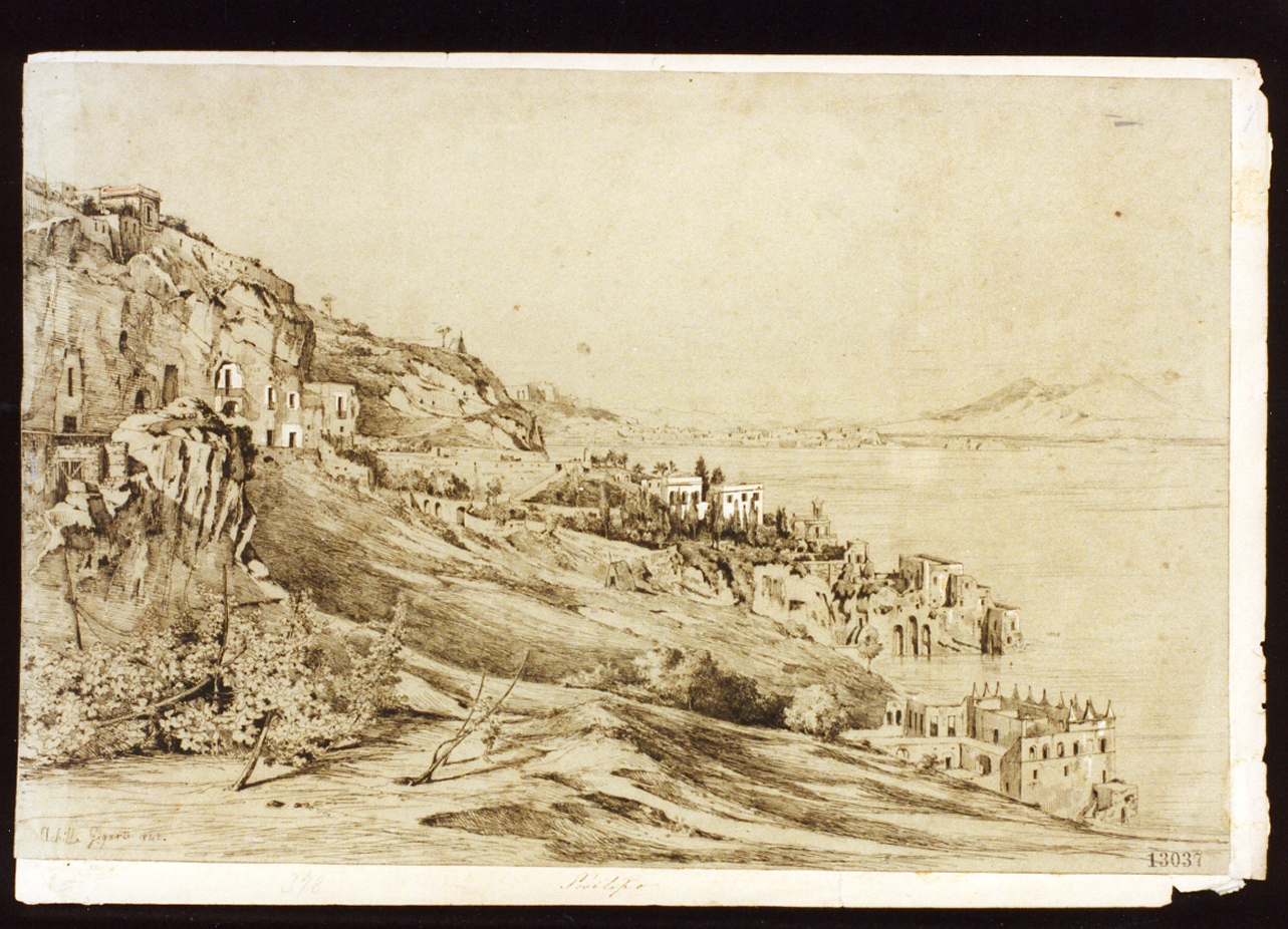 veduta di Posillipo a Napoli (stampa a colori) di Gigante Achille (sec. XIX)