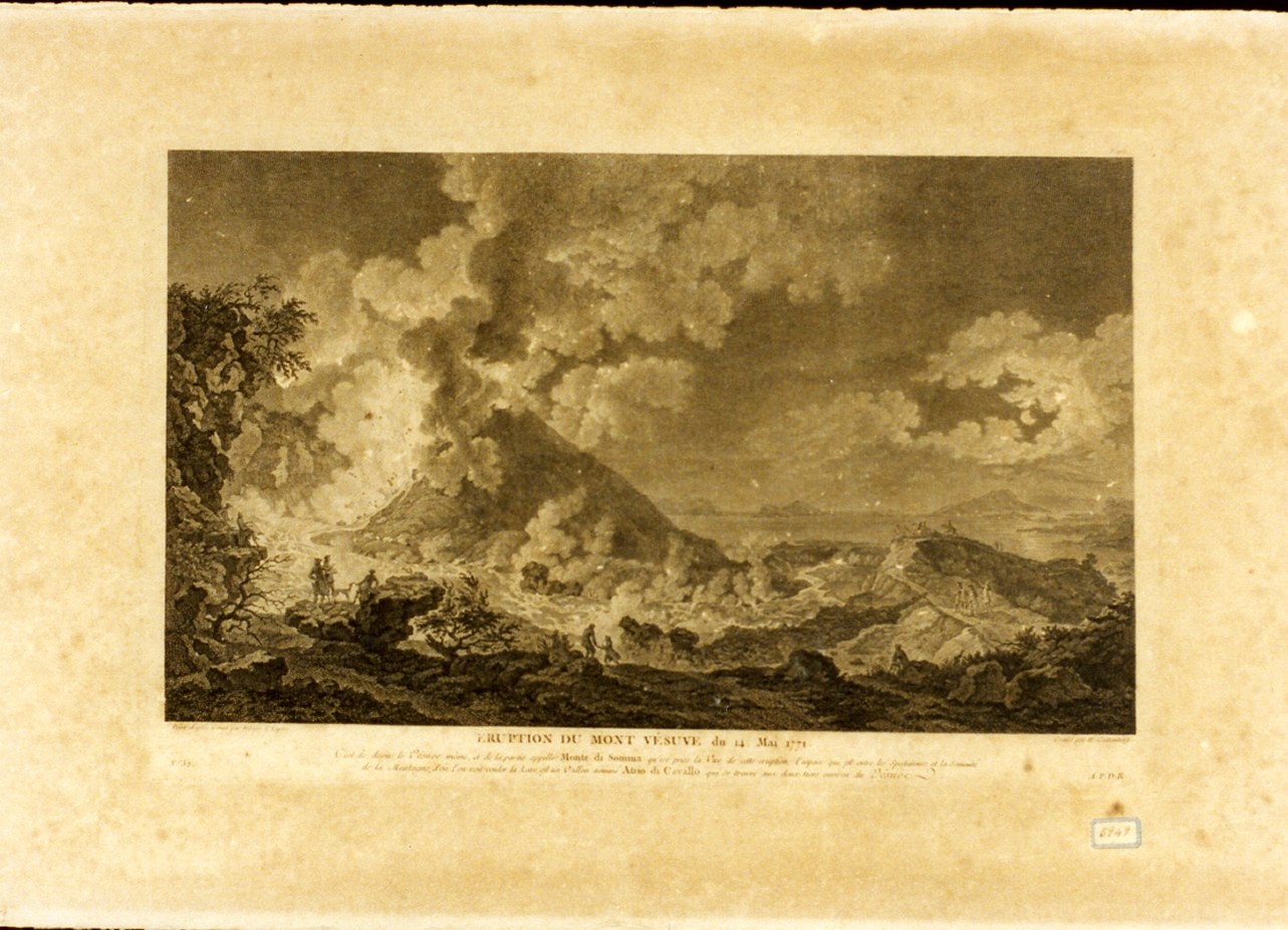 veduta del Vesuvio in eruzione (stampa) di Guttenberg Heinrich (sec. XVIII)