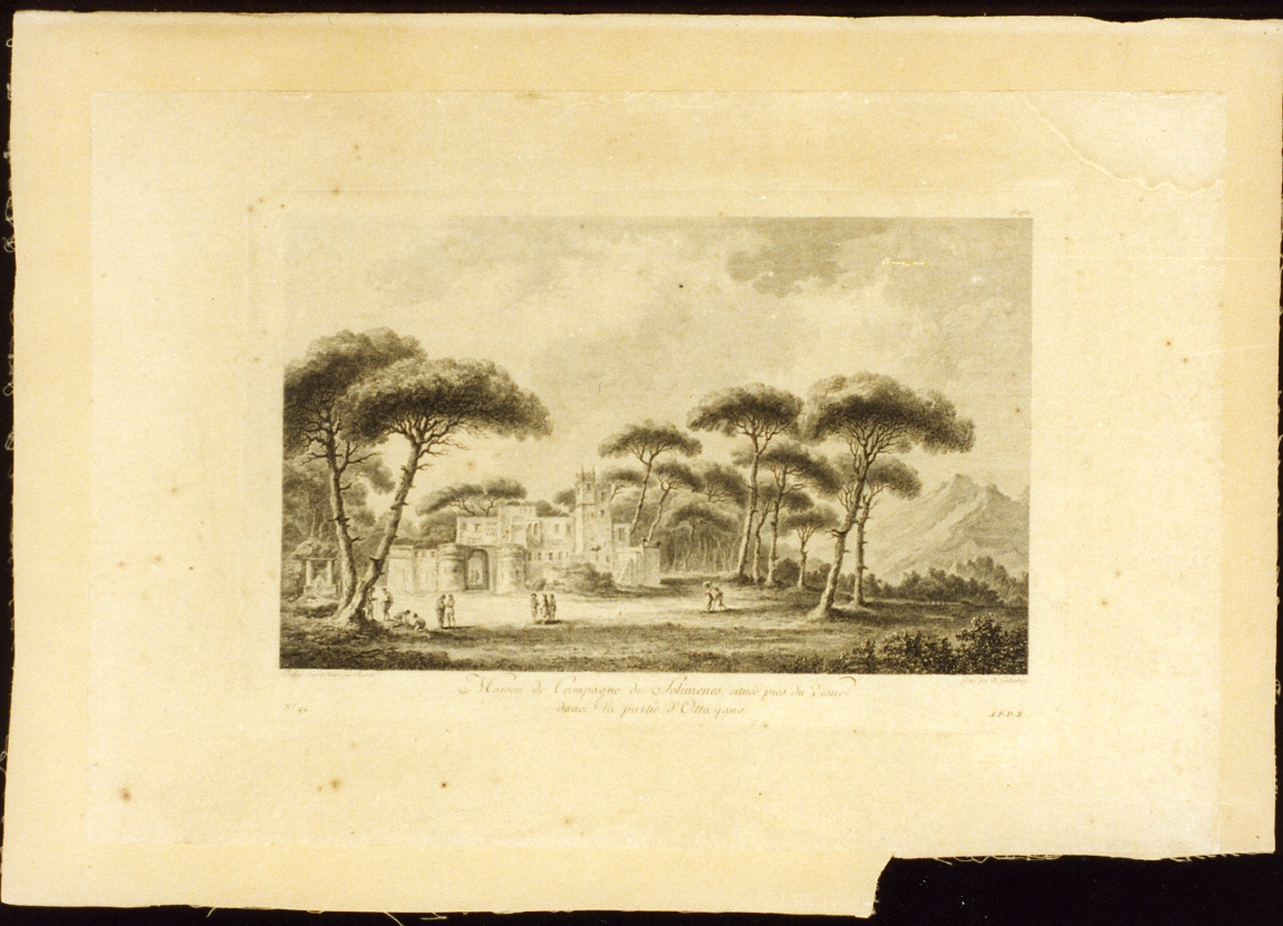 veduta della casa di campagna di Solimena (stampa) di Guttenberg Karl Gottlieb (sec. XVIII)