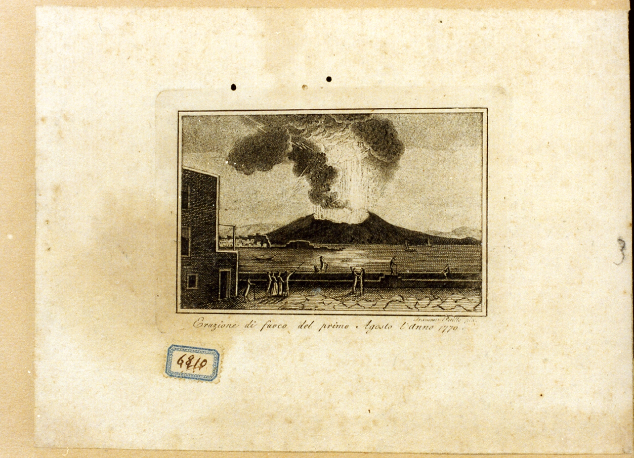 veduta del Vesuvio in eruzione (stampa) - ambito napoletano (ultimo quarto sec. XVIII)