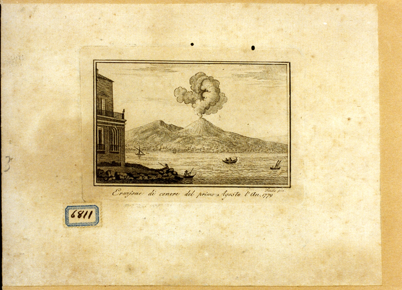 veduta del Vesuvio in eruzione (stampa) - ambito napoletano (ultimo quarto sec. XVIII)