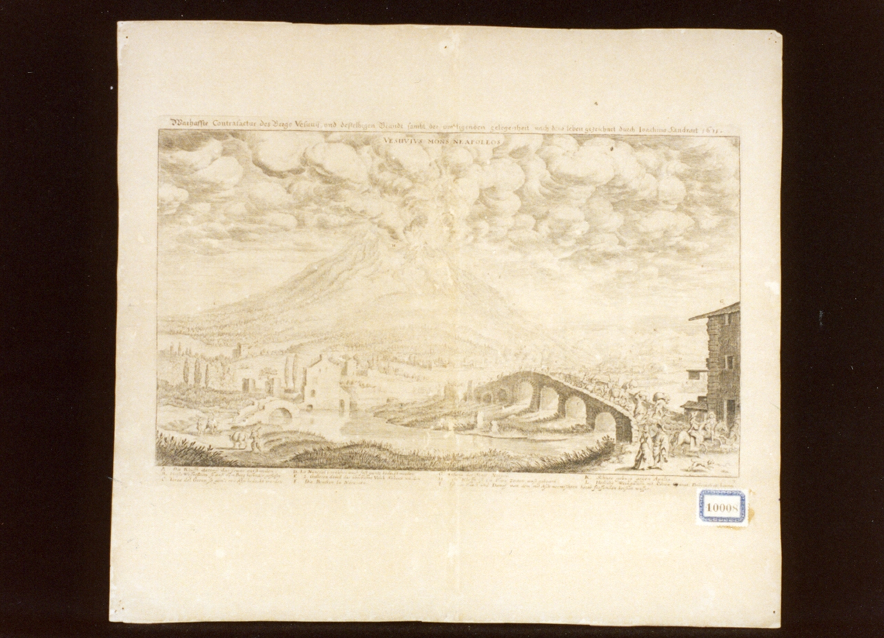veduta del Vesuvio in eruzione (stampa) - ambito fiammingo (sec. XVII)