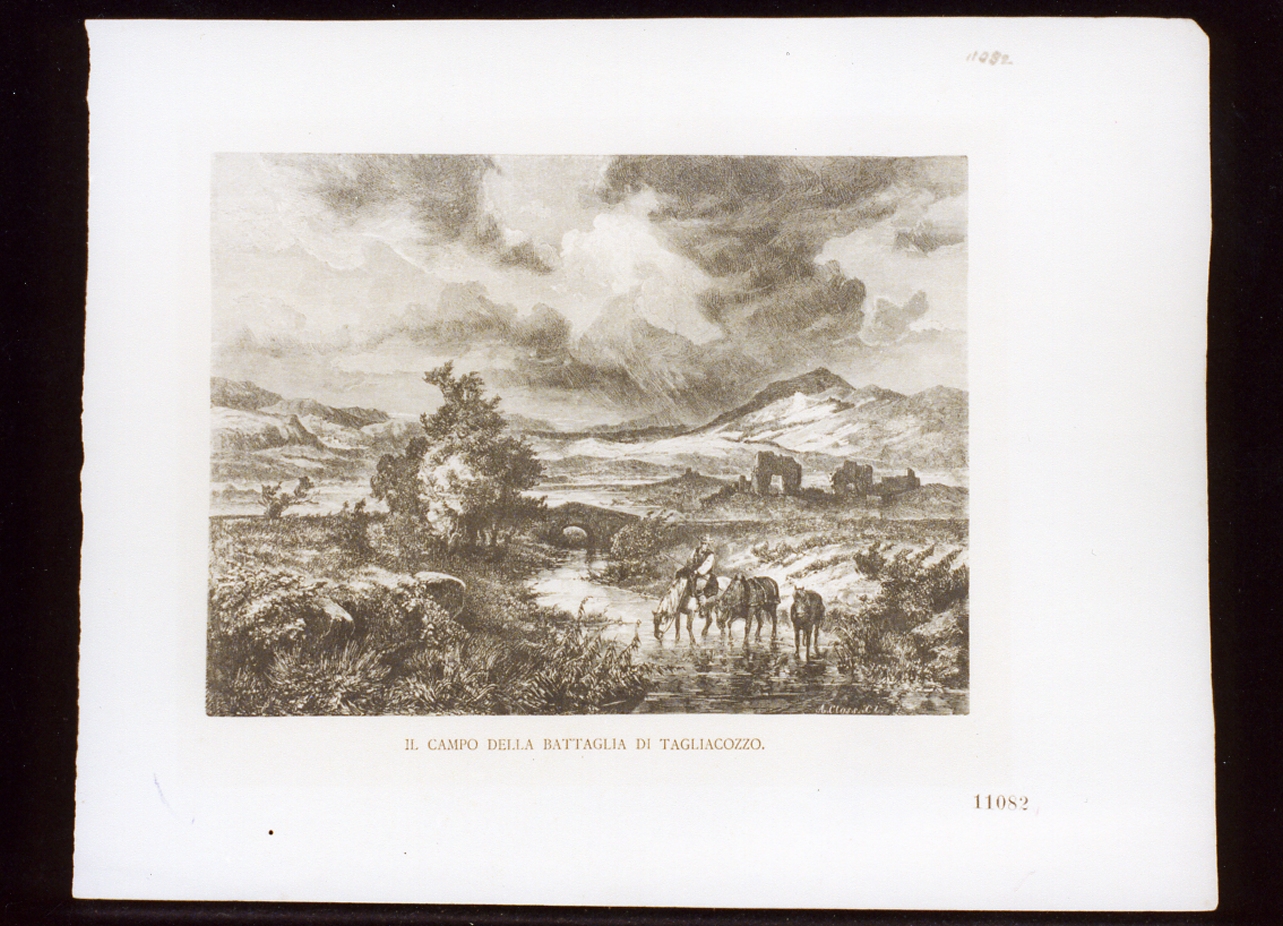 veduta del campo di battaglia di Tagliacozzo (stampa a colori) di Closs Gustav Adolf (ultimo quarto sec. XIX)