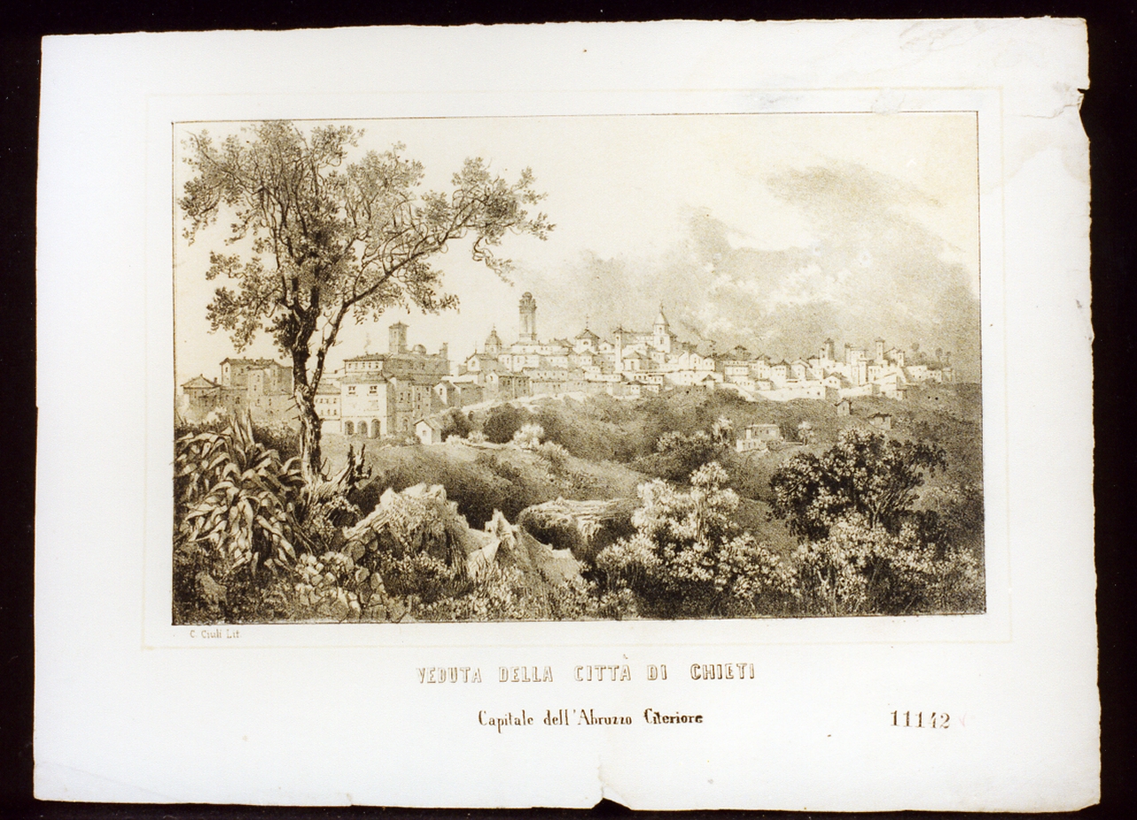 veduta di Chieti (stampa a colori) - ambito italiano (metà sec. XIX)