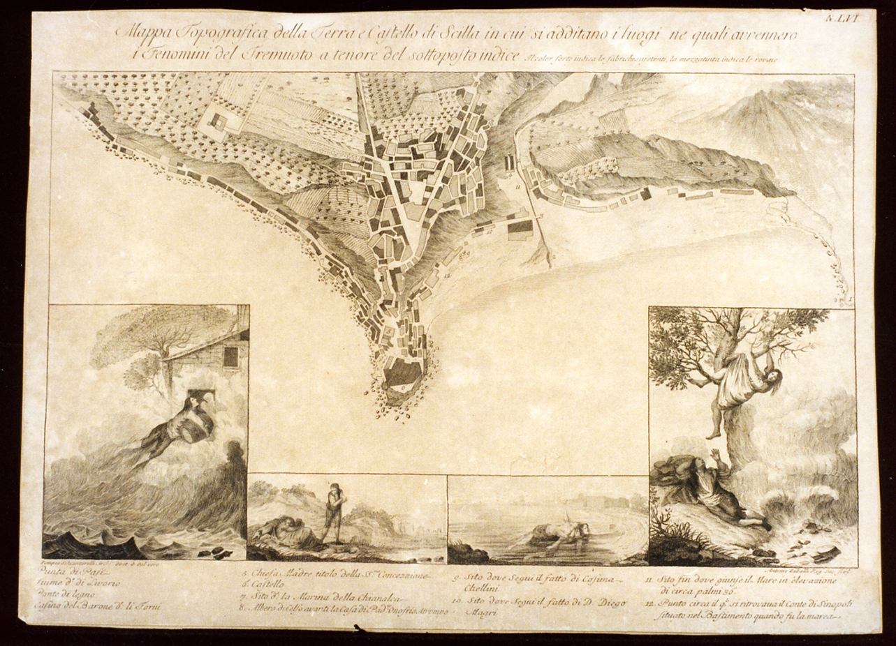 pianta topografica di Scilla (stampa) di Zaballi Antonio (sec. XVIII)