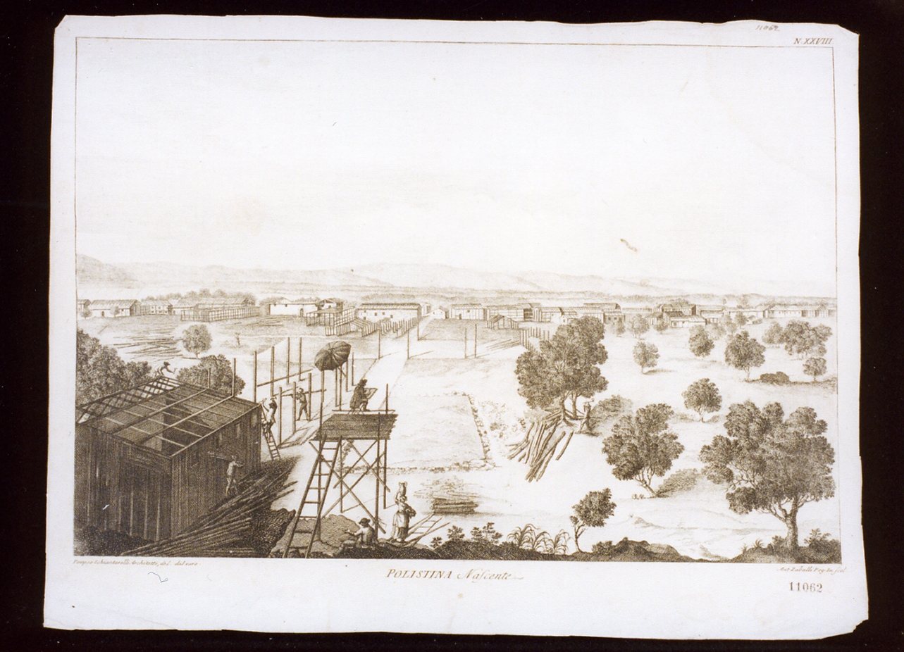 veduta di Polistena (stampa tagliata) di Zaballi Antonio (sec. XVIII)