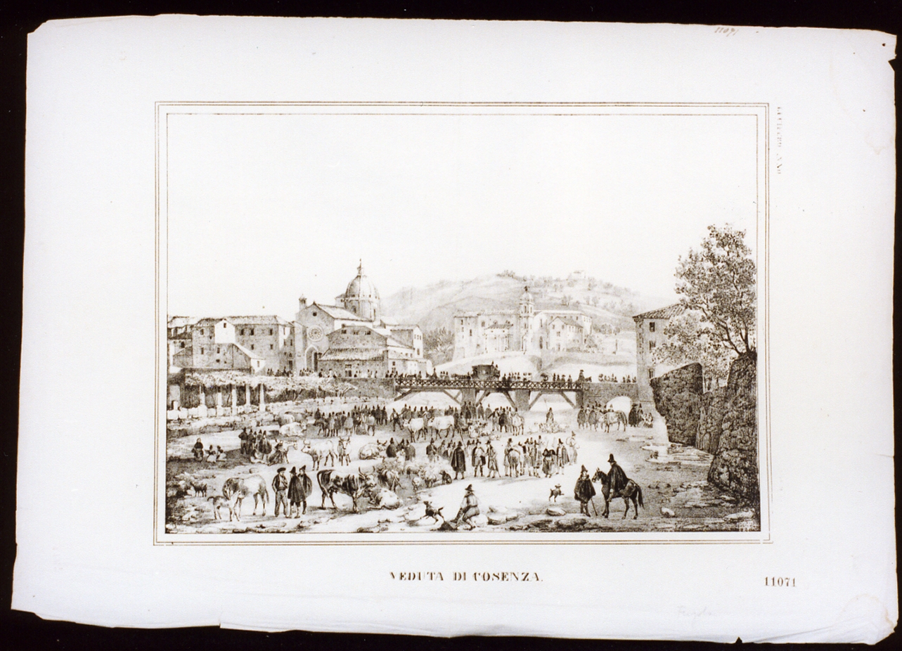 veduta di Cosenza (stampa) - ambito italiano (metà sec. XIX)