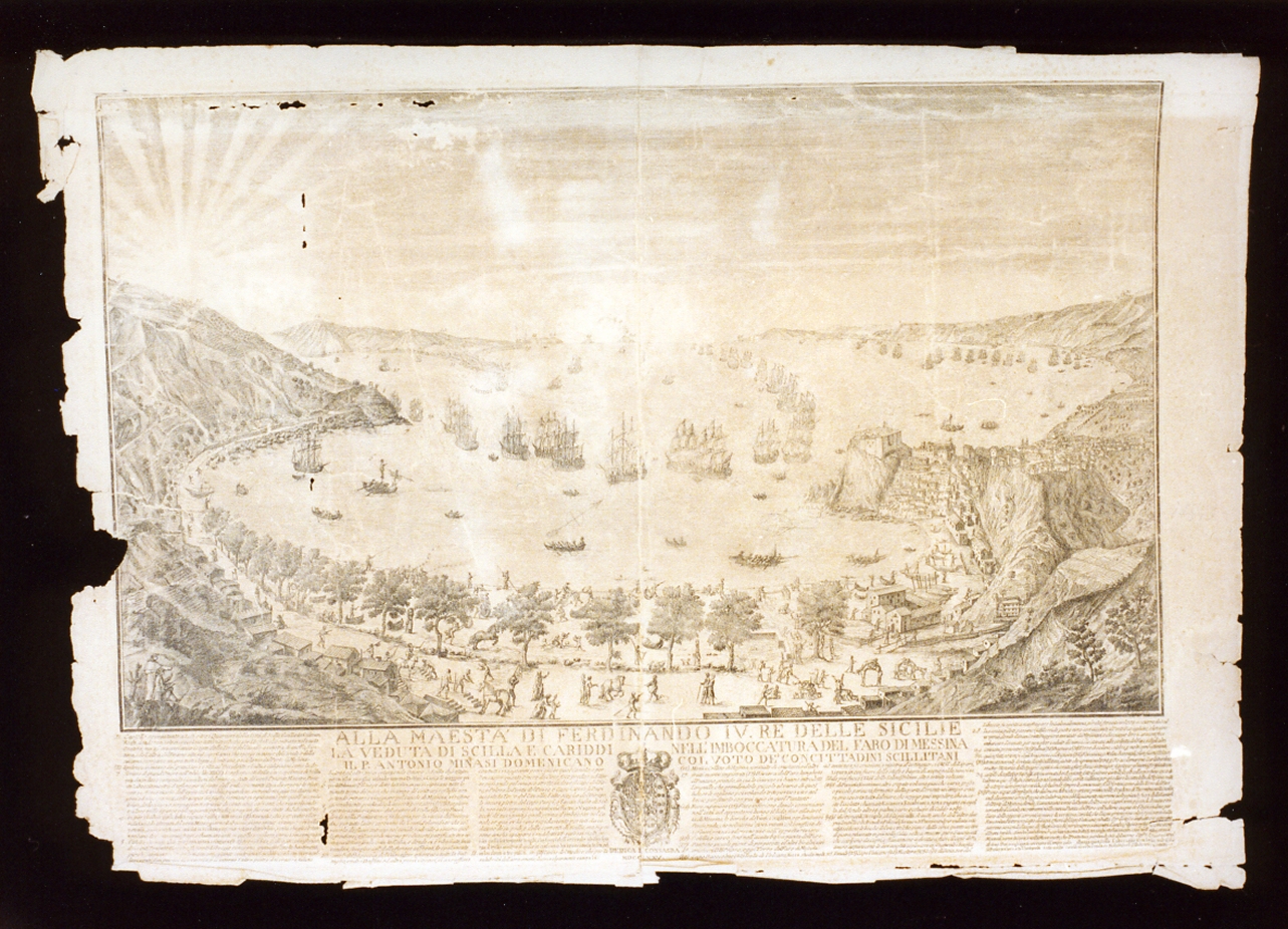 veduta di scilla e cariddi (stampa) di Zaballi Antonio (sec. XVIII)