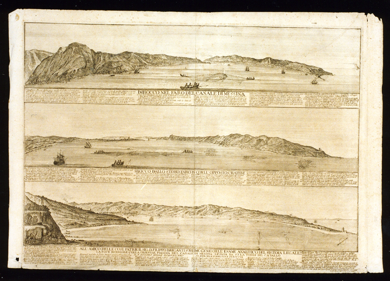 vedute con lo stretto di Messina (stampa) di Fortuyn Willem (sec. XVIII)