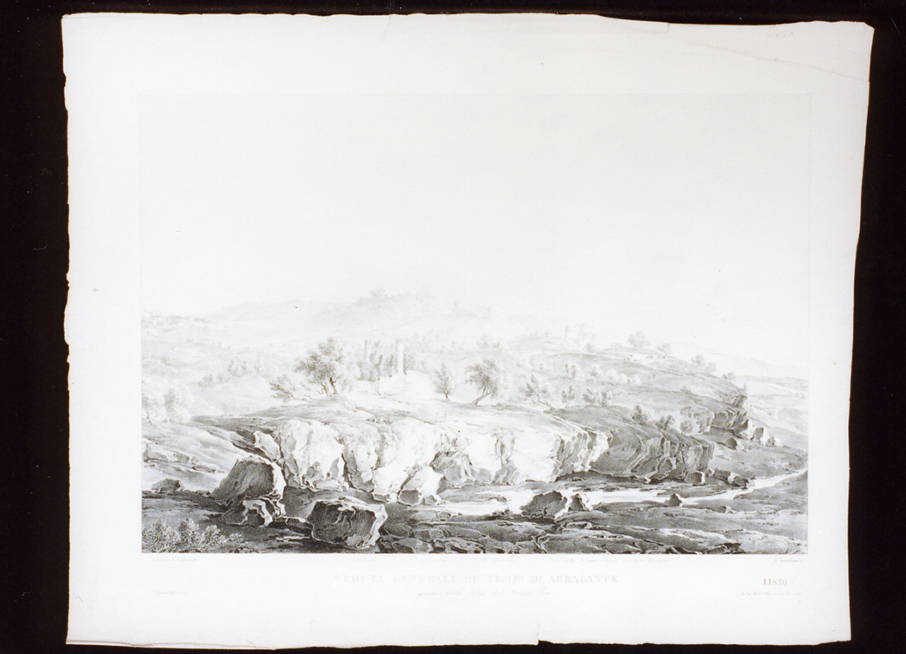 veduta dei templi di Agrigento (stampa) - ambito italiano (sec. XIX)