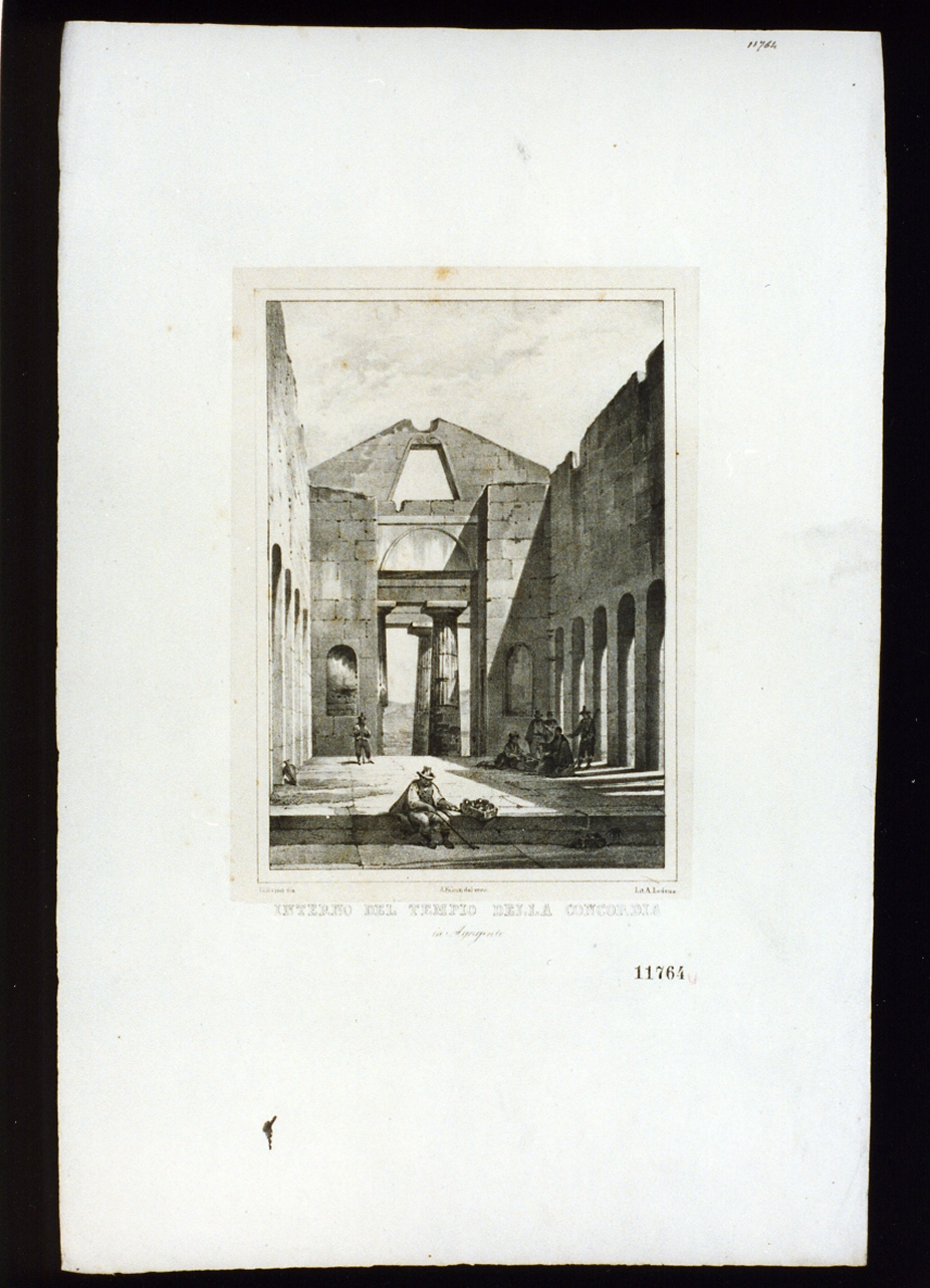 veduta col tempio della Concordia ad Agrigento (stampa) - ambito italiano (secondo quarto sec. XIX)