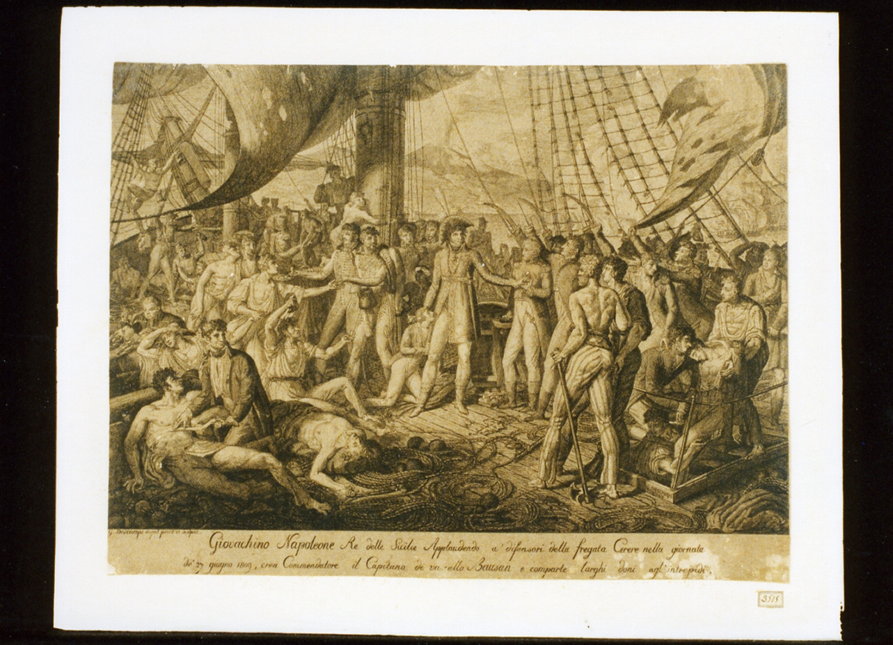 Gioacchino Murat sulla fregata Cerere (stampa) di Descamps Guillaume Desiré Joseph (sec. XIX)