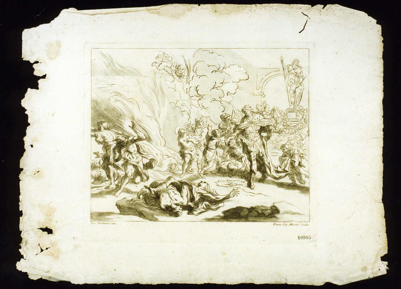 scena di martirio (stampa) di La Marra Francesco (sec. XVIII)
