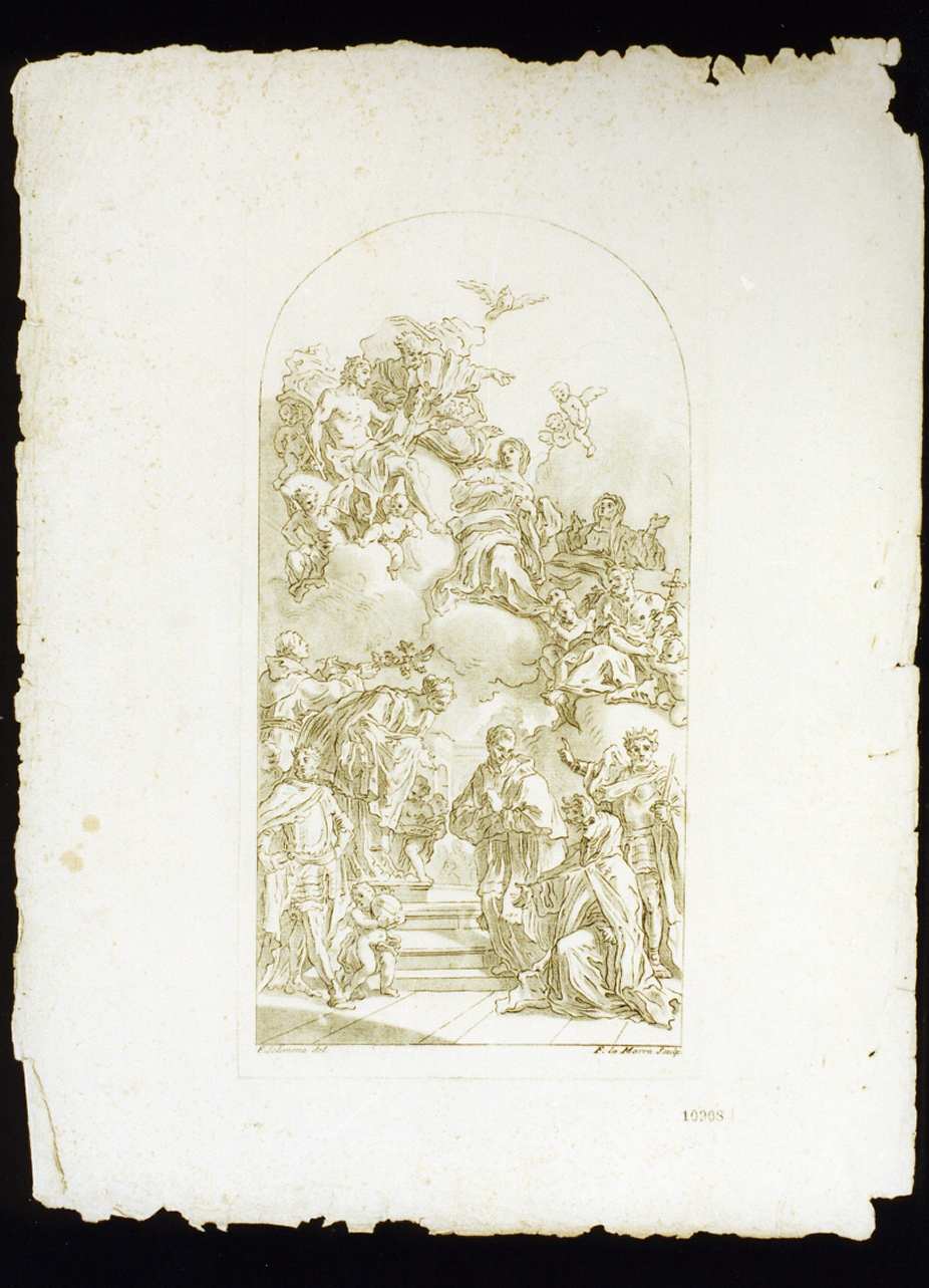 Madonna in gloria (stampa) di La Marra Francesco (sec. XVIII)