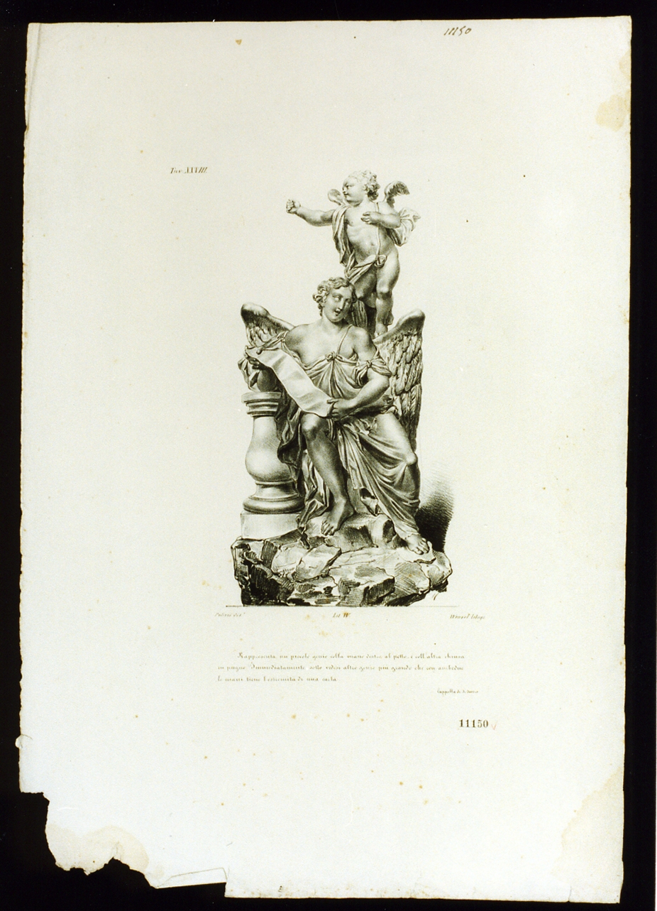 angeli reggicartiglio (stampa) di Wenzel Francesco (prima metà sec. XIX)