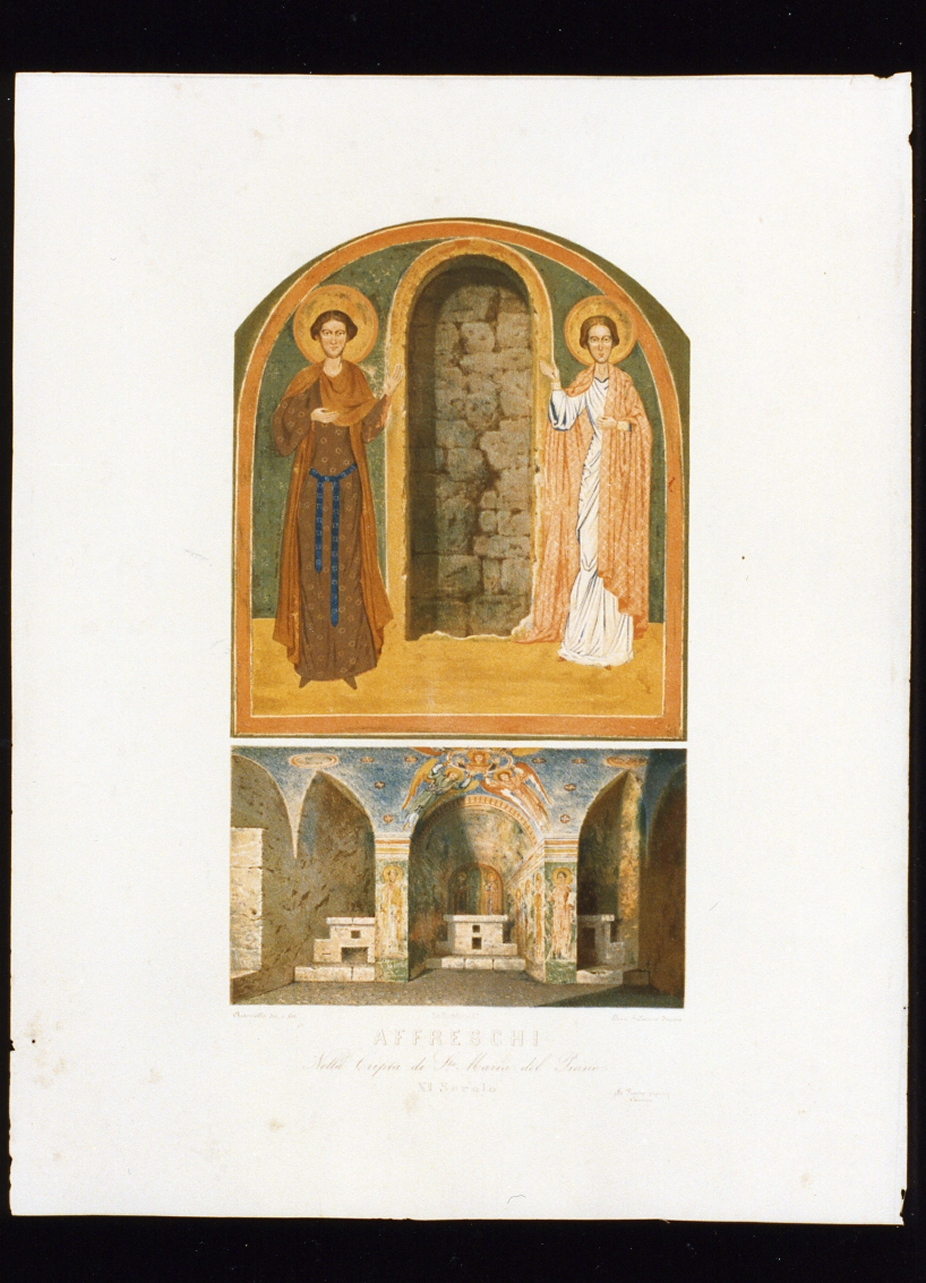 affreschi nella cripta di Santa Maria del Piano a Fratte (stampa a colori) di Autoriello Francesco, Salazaro Demetrio (sec. XIX)