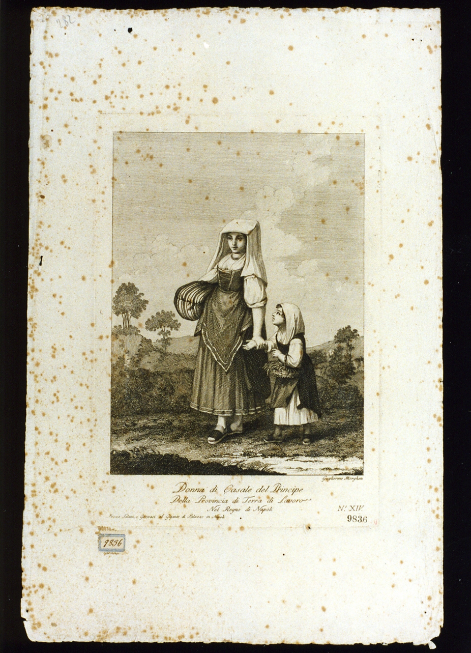 figura femminile di Casale del principe in costume popolare (stampa) di Morghen Guglielmo (sec. XVIII)