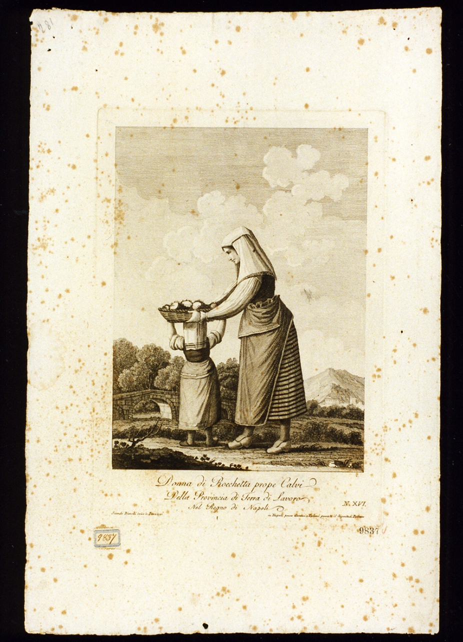 figura femminile di Rocchetta Propecalvi in costume popolare (stampa) di Bianchi Secondo (sec. XVIII)